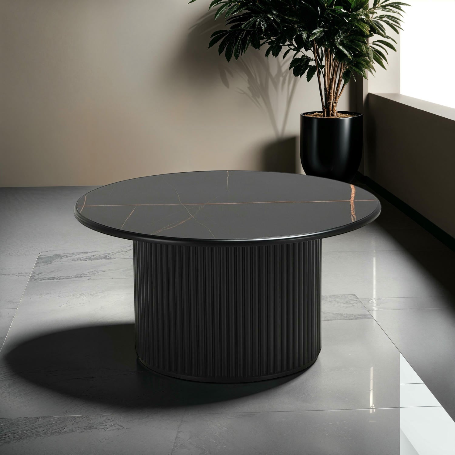 Runder Couchtisch Easy Schwarz ø80x42 cm - FURNHOUSE