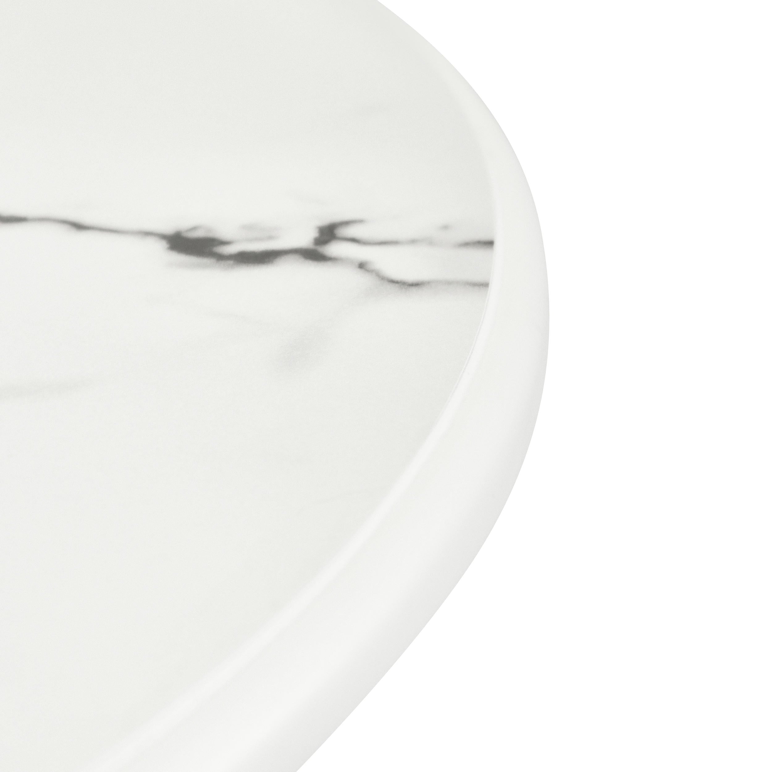 Couchtisch 2er Set ø60/80 cm Easy - Marmoroptik & Lamellenoptik Weiß