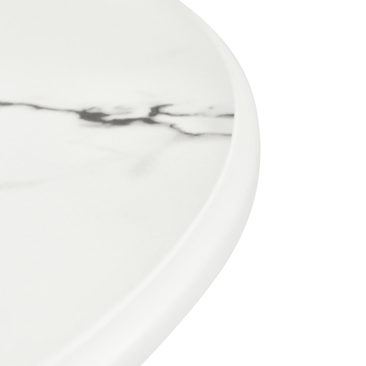 Easy Couchtisch Rund ø60 cm - Marmoroptik & Lamellenoptik Weiß