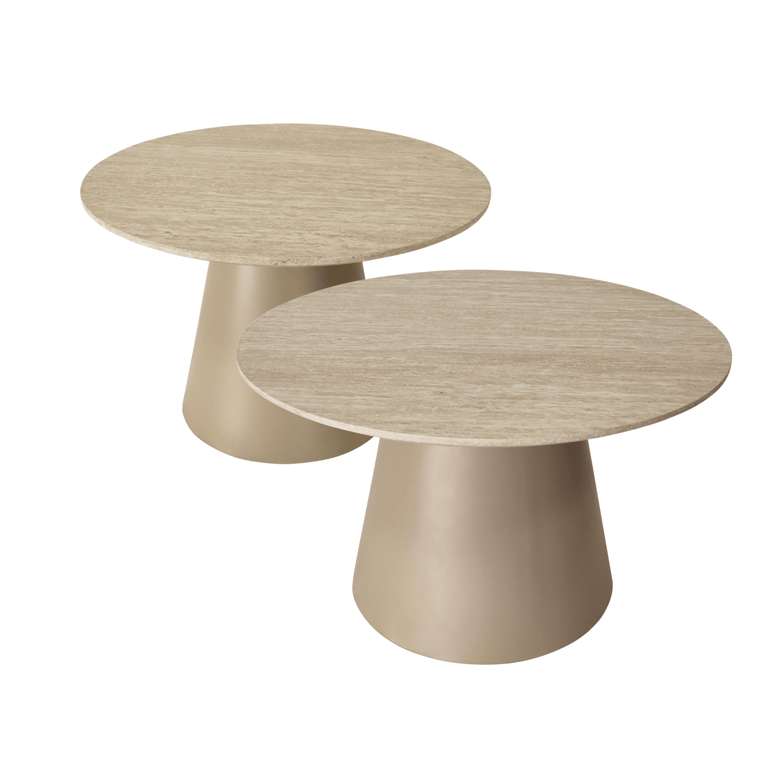 Couchtisch 2er Set ø60/80 cm Tango - Travertine-Optik Beige