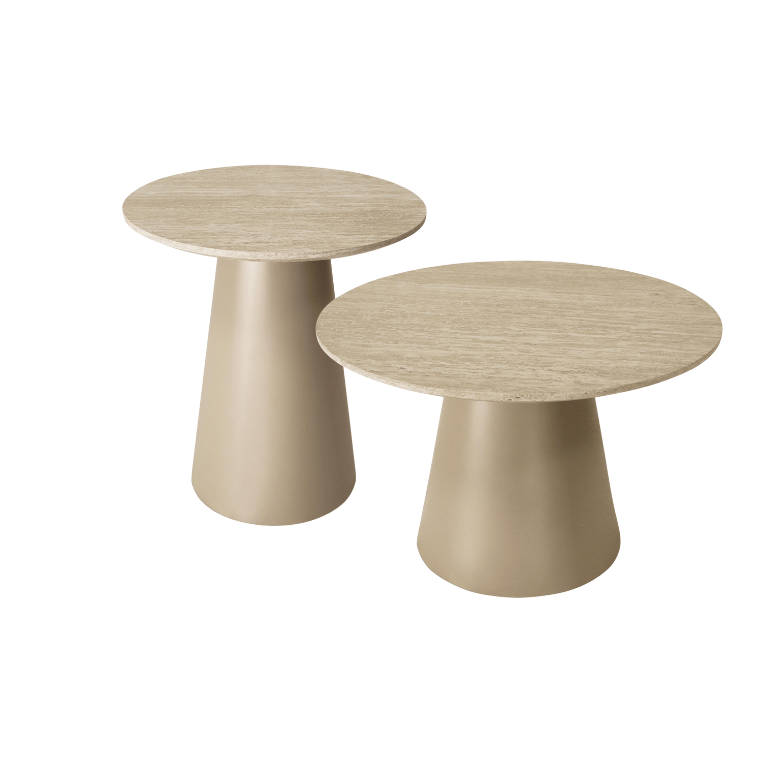 Couchtisch 2er Set ø45/60 cm Tango - Travertine-Optik Beige