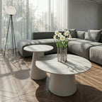 Couchtisch 2er Set Tango ø45/80 cm - Travertinoptik Grau - FURNHOUSE
