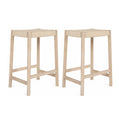 2er Set Barhocker Ida mit Geflechtsitz - Eiche bianco - FURNHOUSE