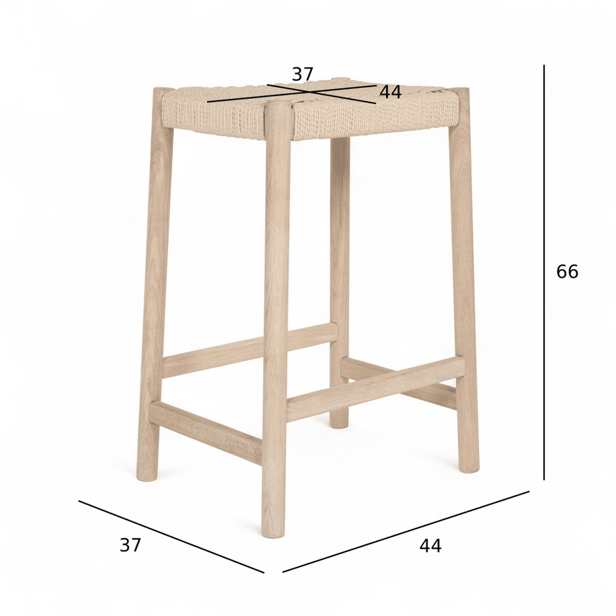 2er Set Barhocker Ida mit Geflechtsitz - Eiche bianco - FURNHOUSE