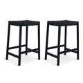 2er Set Barhocker Ida mit Geflechtsitz - Schwarz - FURNHOUSE
