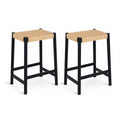 2er Set Barhocker Ida mit Geflechtsitz - Schwarz - FURNHOUSE