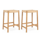 2er Set Barhocker Ida mit Geflechtsitz - Wildeiche - FURNHOUSE