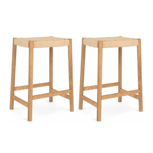 2er Set Barhocker Ida mit Geflechtsitz - Wildeiche - FURNHOUSE