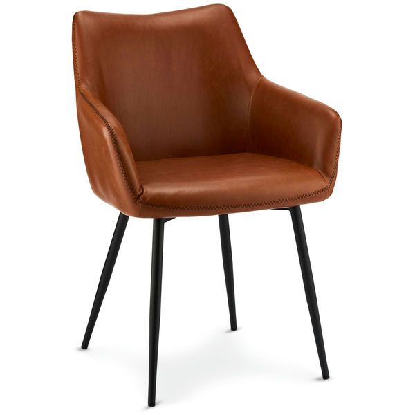 2er Set Cognac Braun Kunstleder Esszimmerstühle Maria - FURNHOUSE