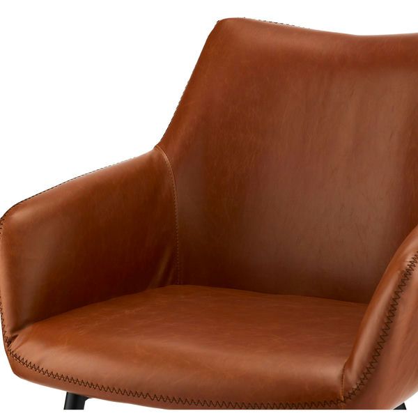 2er Set Cognac Braun Kunstleder Esszimmerstühle Maria - FURNHOUSE