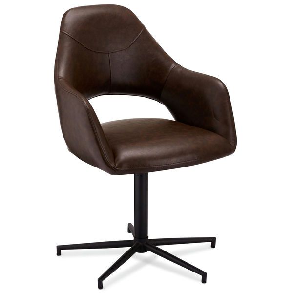 2er Set Dunkelbraun Kunstleder Esszimmerstühle Luna - FURNHOUSE