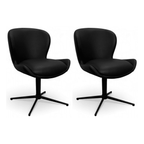 2er Set Esszimmerstühle Nicklas, drehbar, Echtleder Schwarz