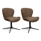 2er Set Esszimmerstühle Nicklas, drehbar, Echtleder Taupe
