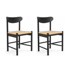 2er Set Esszimmerstühle Malou, Schwarz mit Sitz aus Papiergarn