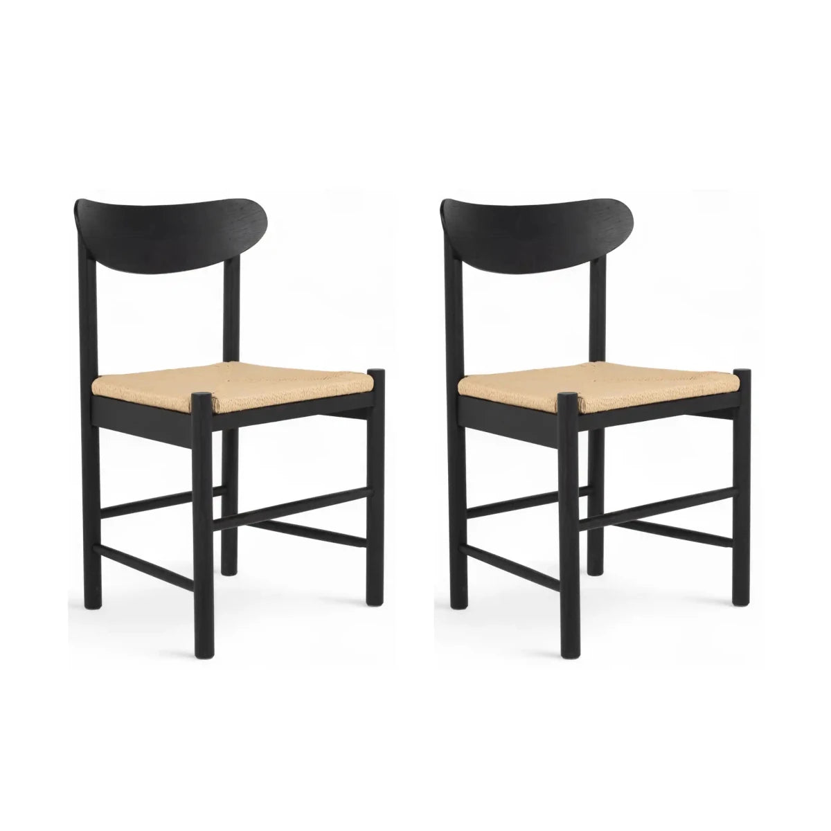 2er Set Esszimmerstühle Malou mit Geflechtsitz - Schwarz - FURNHOUSE