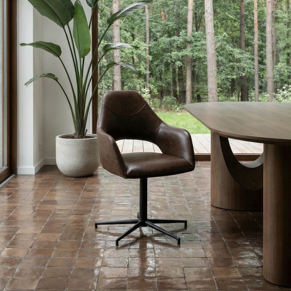 2er Set Esszimmerstühle mit Armlehne - Drehbar - Braun - FURNHOUSE