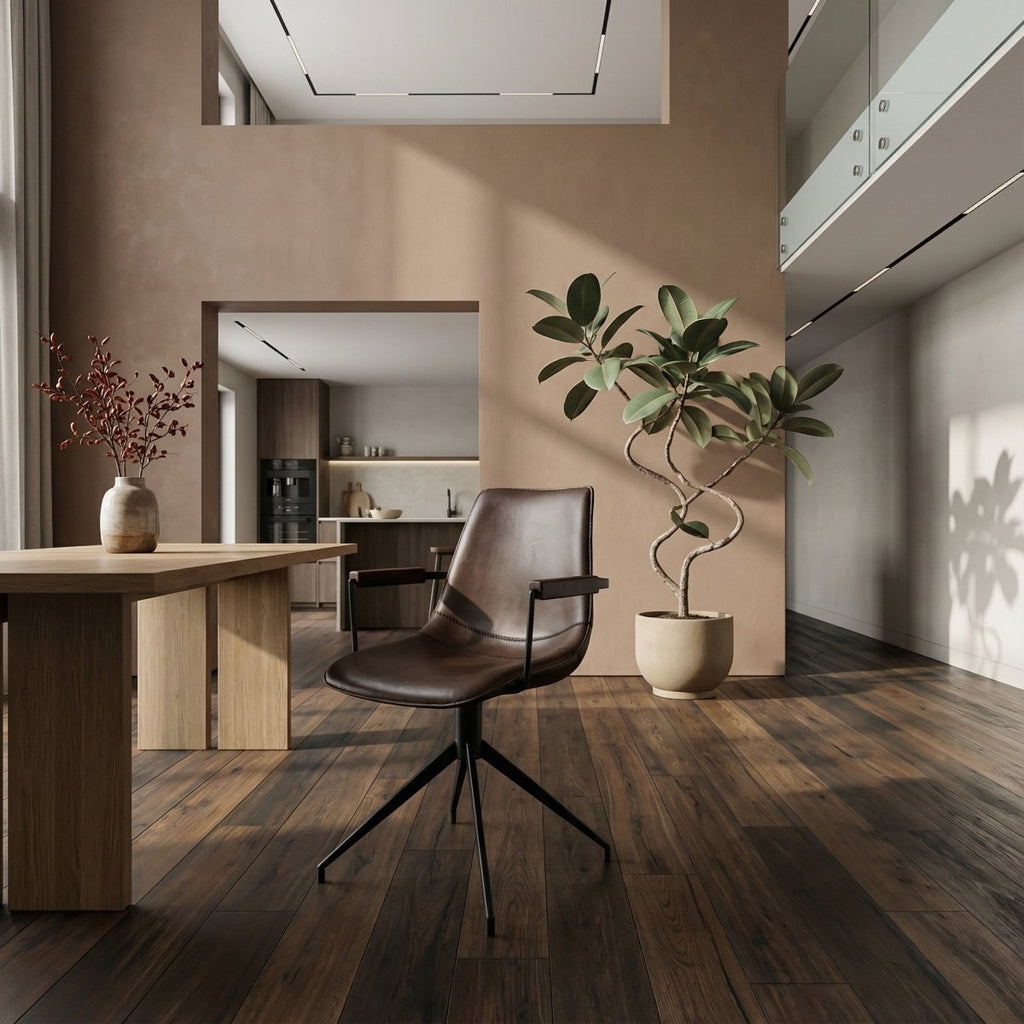 2er Set Esszimmerstühle mit Armlehne - Drehbar - Braun - FURNHOUSE