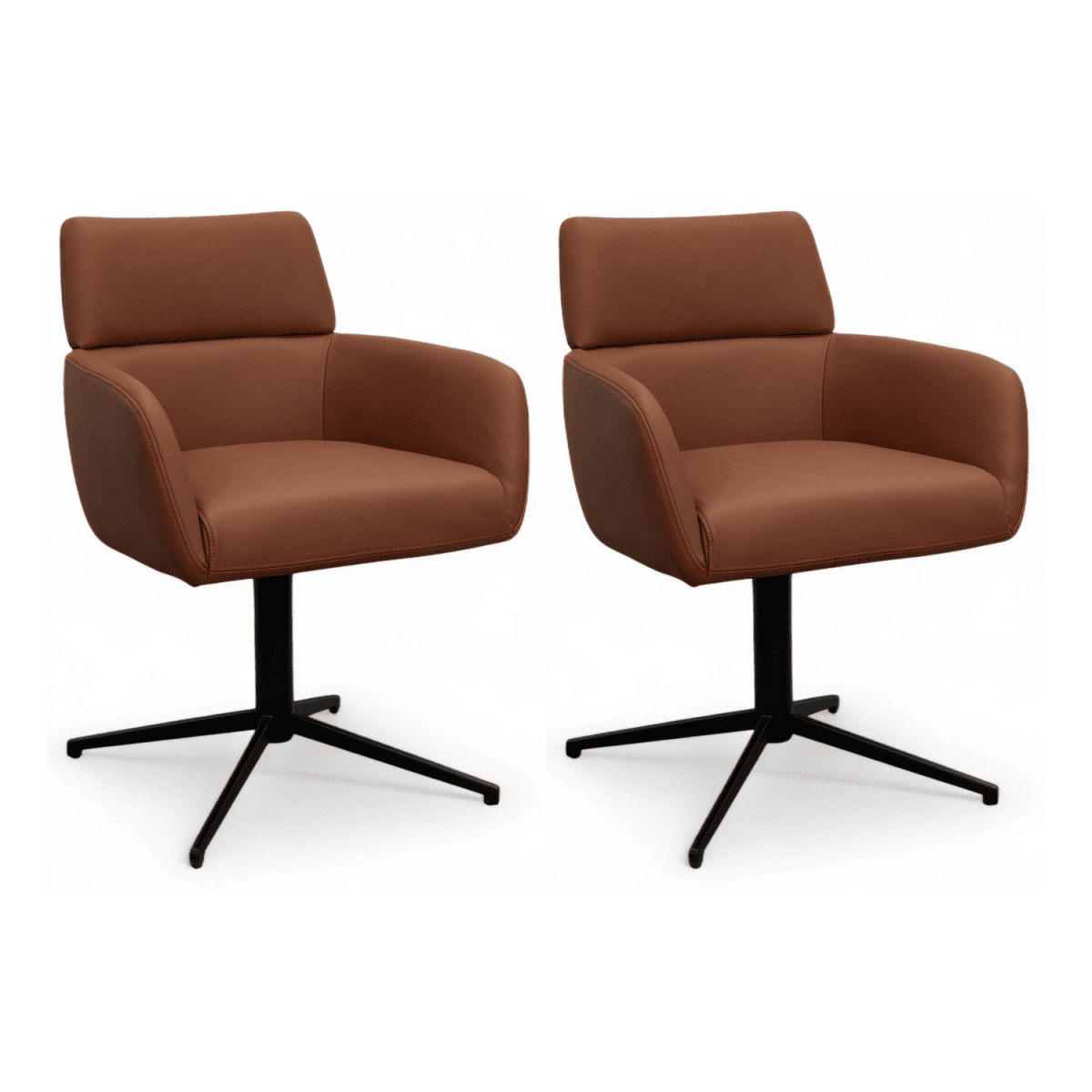 2er Set Esszimmerstühle mit Armlehne - Drehbar - Dunkelbraun - FURNHOUSE