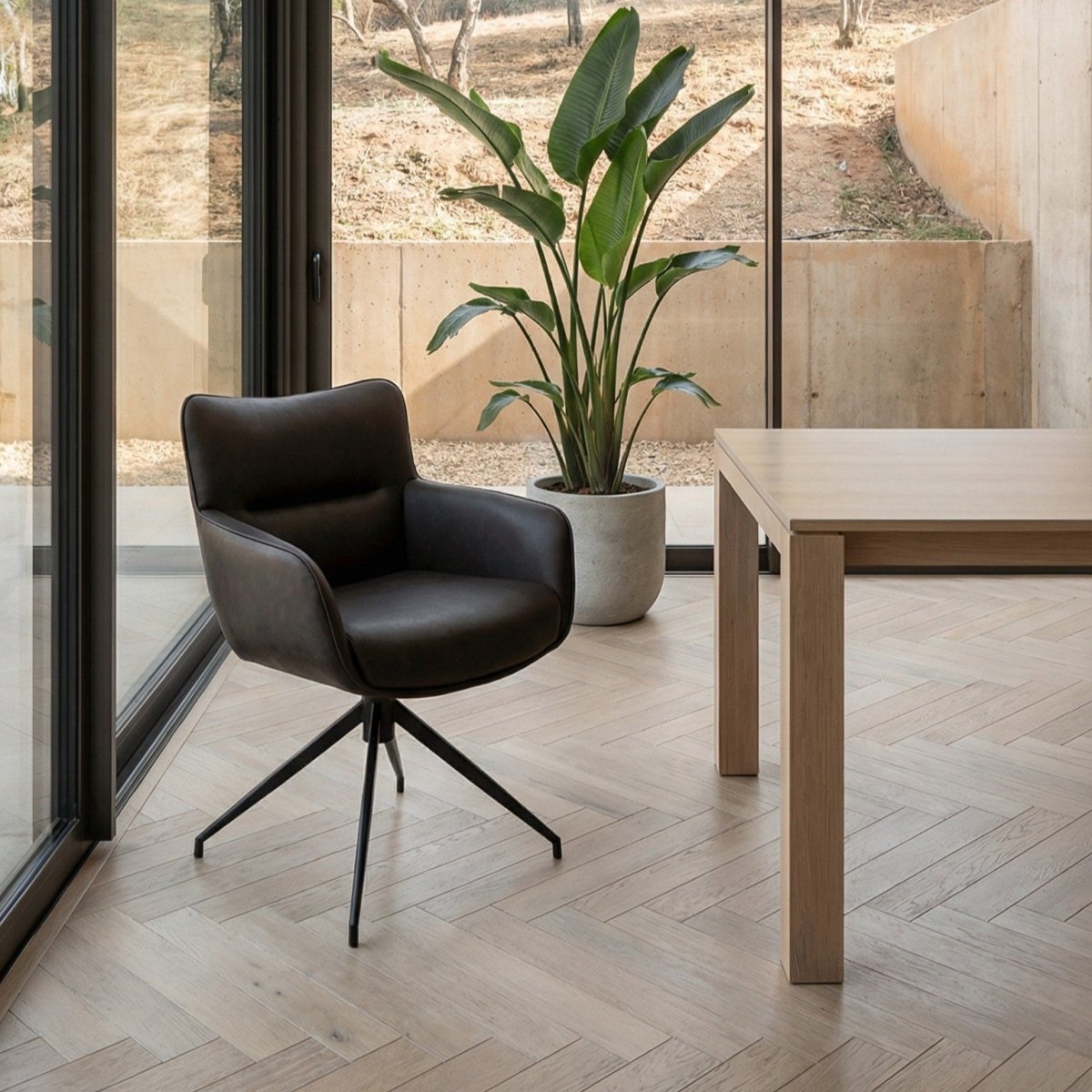 2er Set Esszimmerstühle mit Armlehne - Drehbar - Dunkelbraun - FURNHOUSE