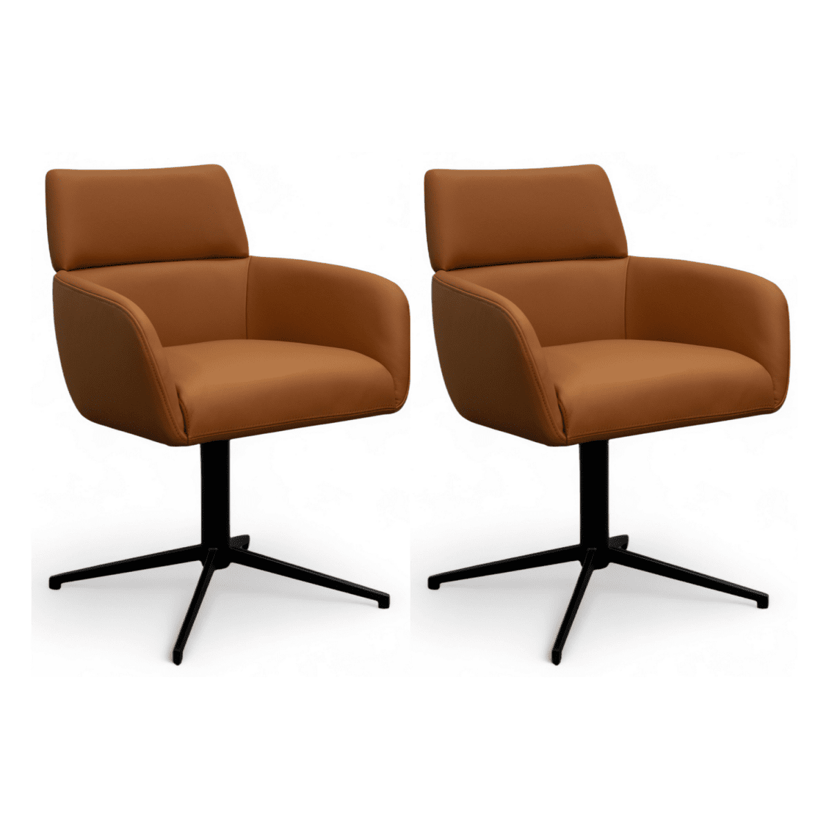 2er Set Esszimmerstühle mit Armlehne - Drehbar - Hellbraun - FURNHOUSE