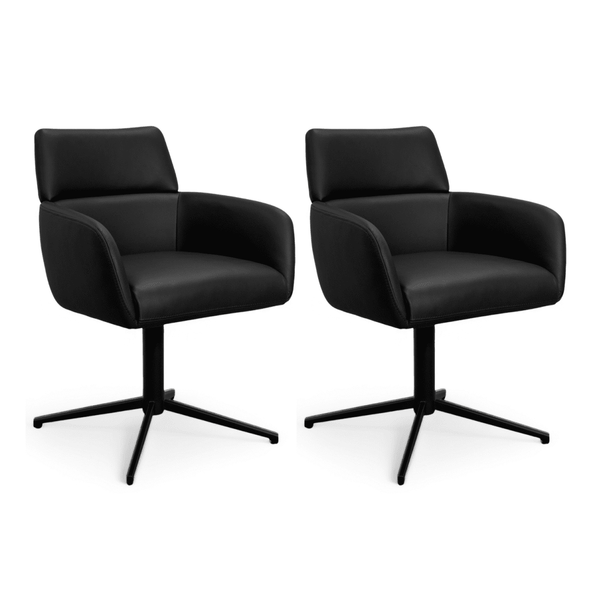 2er Set Esszimmerstühle mit Armlehne - Drehbar - Schwarz - FURNHOUSE