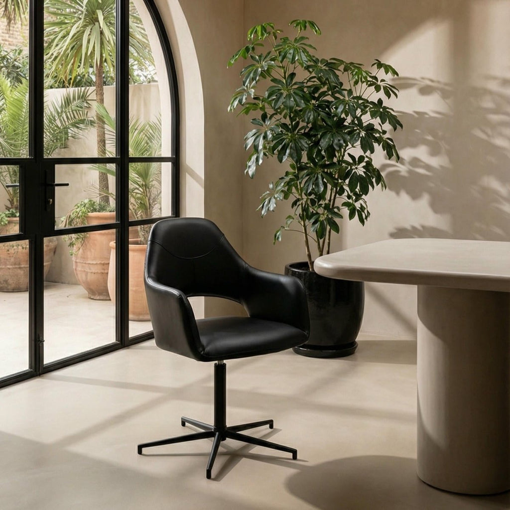 2er Set Esszimmerstühle mit Armlehne - Drehbar - Schwarz - FURNHOUSE