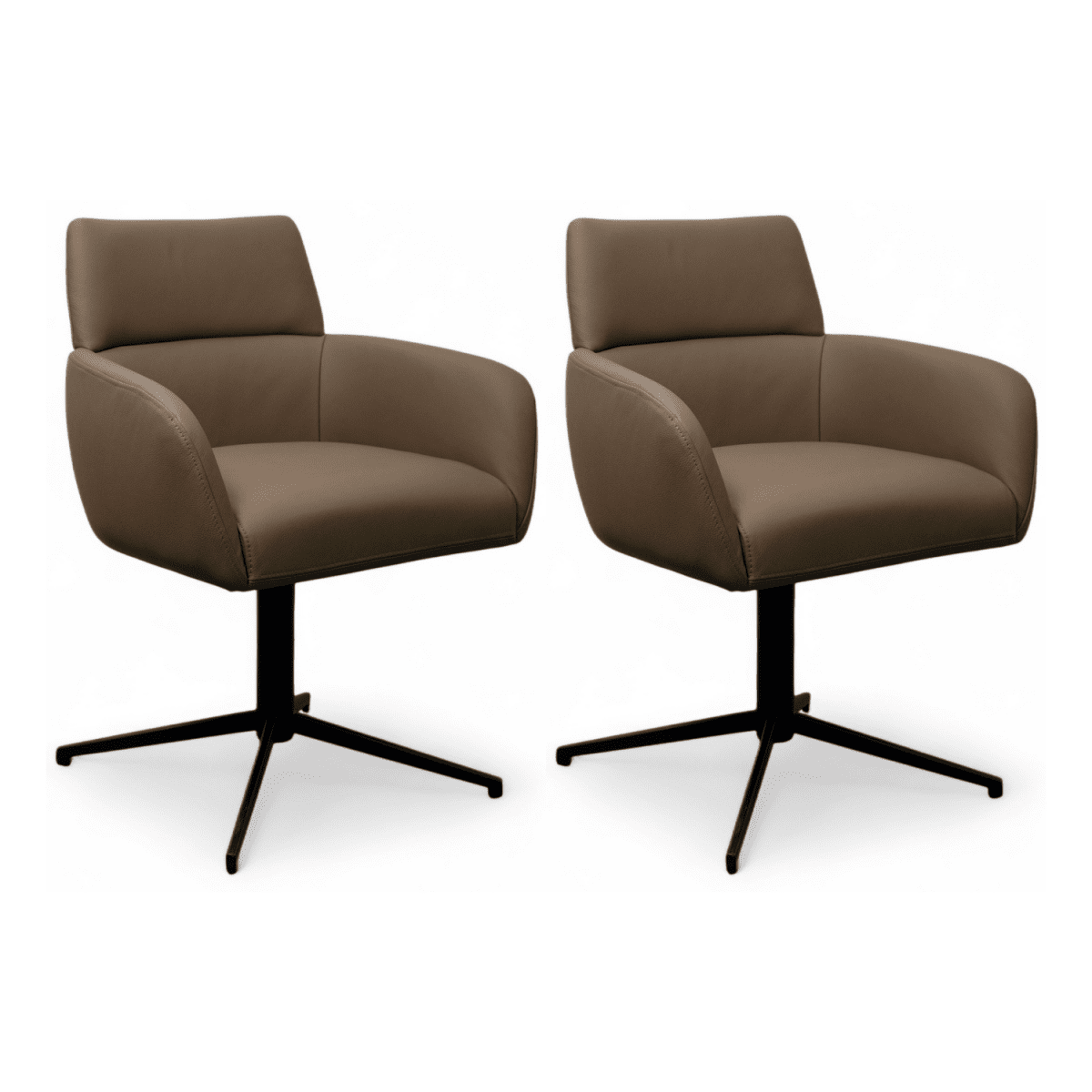2er Set Esszimmerstühle mit Armlehne - Drehbar - Taupe - FURNHOUSE