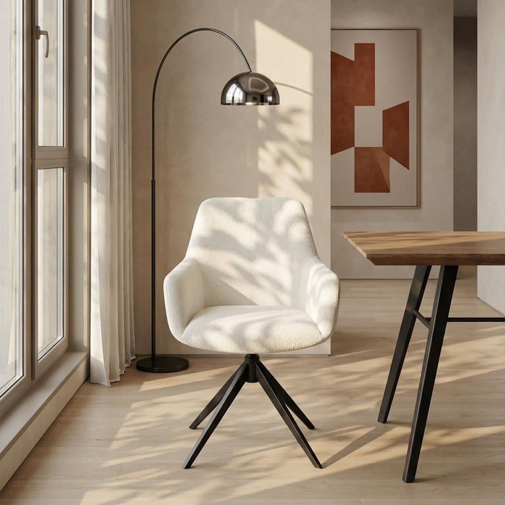 2er Set Esszimmerstühle mit Armlehne - Drehbar - Weiß - FURNHOUSE