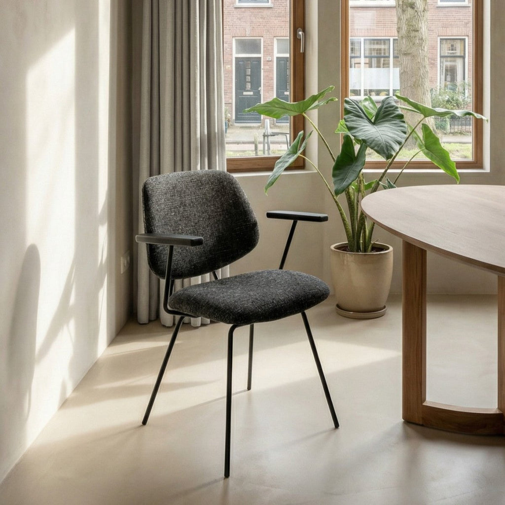 2er Set Esszimmerstühle mit Armlehne - Schwarz - FURNHOUSE