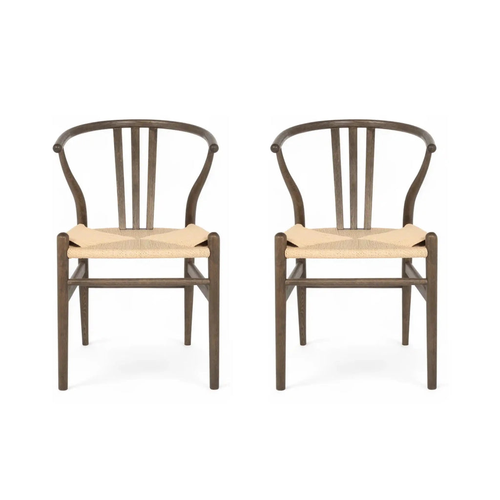 2er Set Esszimmerstühle Nikoline mit Geflechtsitz - Räuchereiche - FURNHOUSE