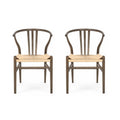 2er Set Esszimmerstühle Nikoline mit Geflechtsitz - Räuchereiche - FURNHOUSE