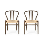 2er Set Esszimmerstühle Nicoline, Räuchereiche mit Sitz aus Papiergarn