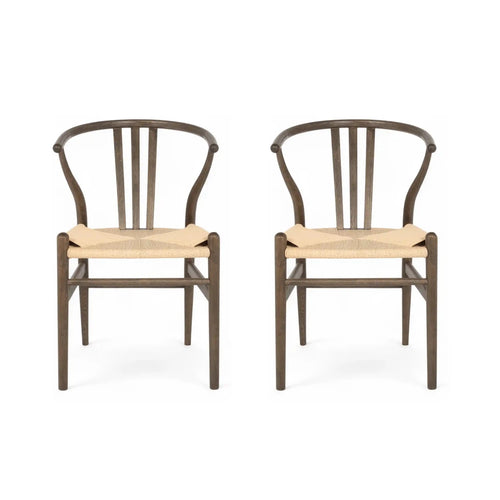 2er Set Esszimmerstühle Nikoline mit Geflechtsitz - Räuchereiche - FURNHOUSE