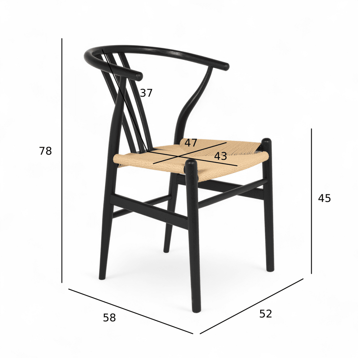 2er Set Esszimmerstühle Nikoline mit Geflechtsitz - Schwarz - FURNHOUSE