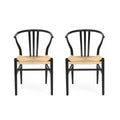 2er Set Esszimmerstühle Nikoline mit Geflechtsitz - Schwarz - FURNHOUSE