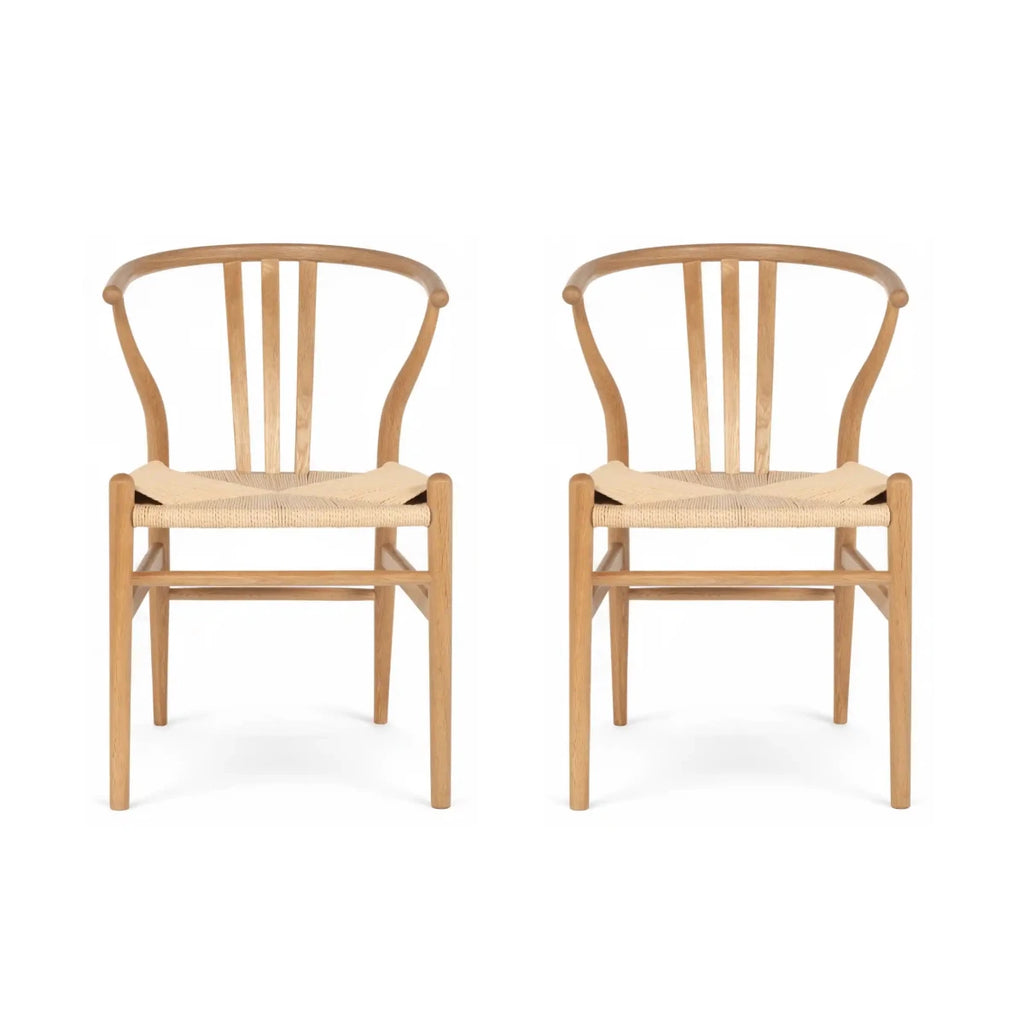 2er Set Esszimmerstühle Nikoline mit Geflechtsitz - Wildeiche - FURNHOUSE