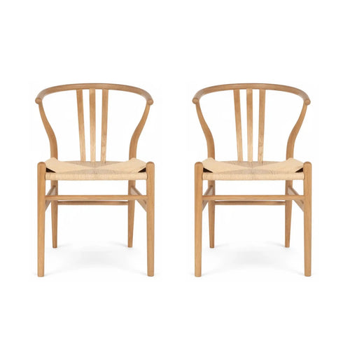 2er Set Esszimmerstühle Nikoline mit Geflechtsitz - Wildeiche - FURNHOUSE