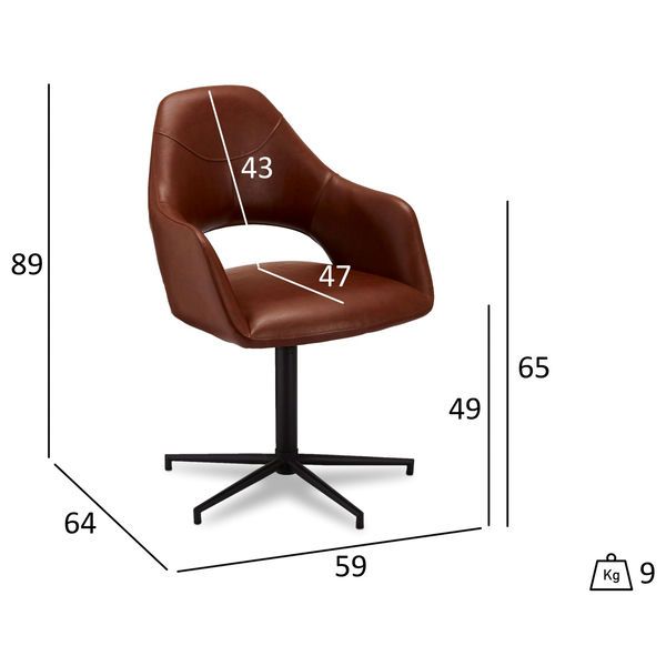 2er Set Hellbraun Kunstleder Esszimmerstühle Luna - FURNHOUSE