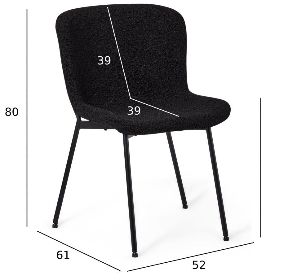 2er Set Polsterstühle Teddy Schwarz - FURNHOUSE