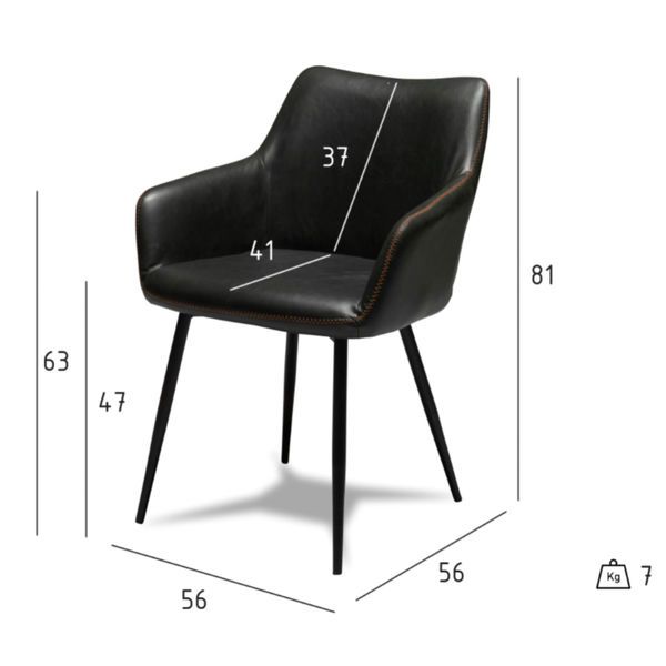 2er Set Schwarz Kunstleder Esszimmerstühle Maria - FURNHOUSE