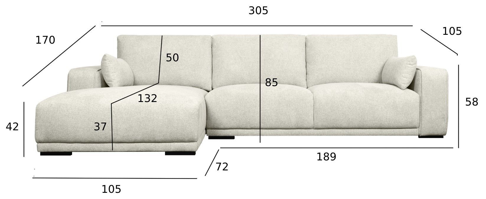 3-Sitzer Ecksofa Links California Beige - FURNHOUSE