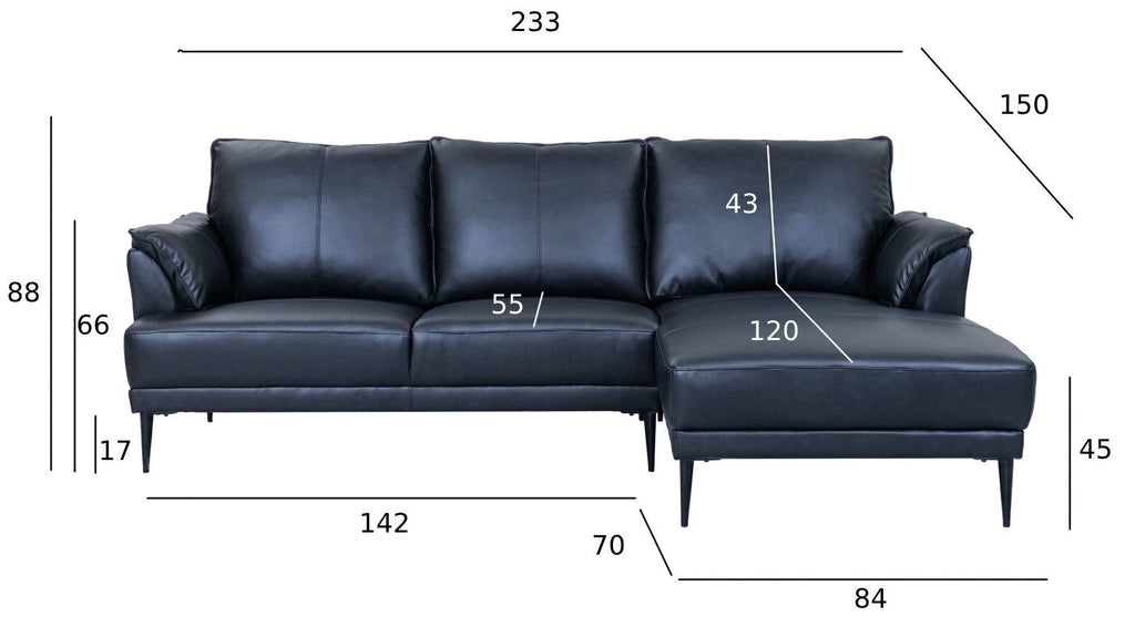 3-Sitzer Ecksofa Rechts Soul Schwarz - FURNHOUSE