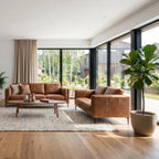 3-Sitzer Ledersofa - Echtleder Cognac Braun - FURNHOUSE