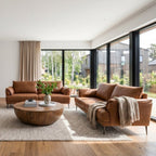 3-Sitzer Ledersofa - Echtleder Cognac Braun - FURNHOUSE