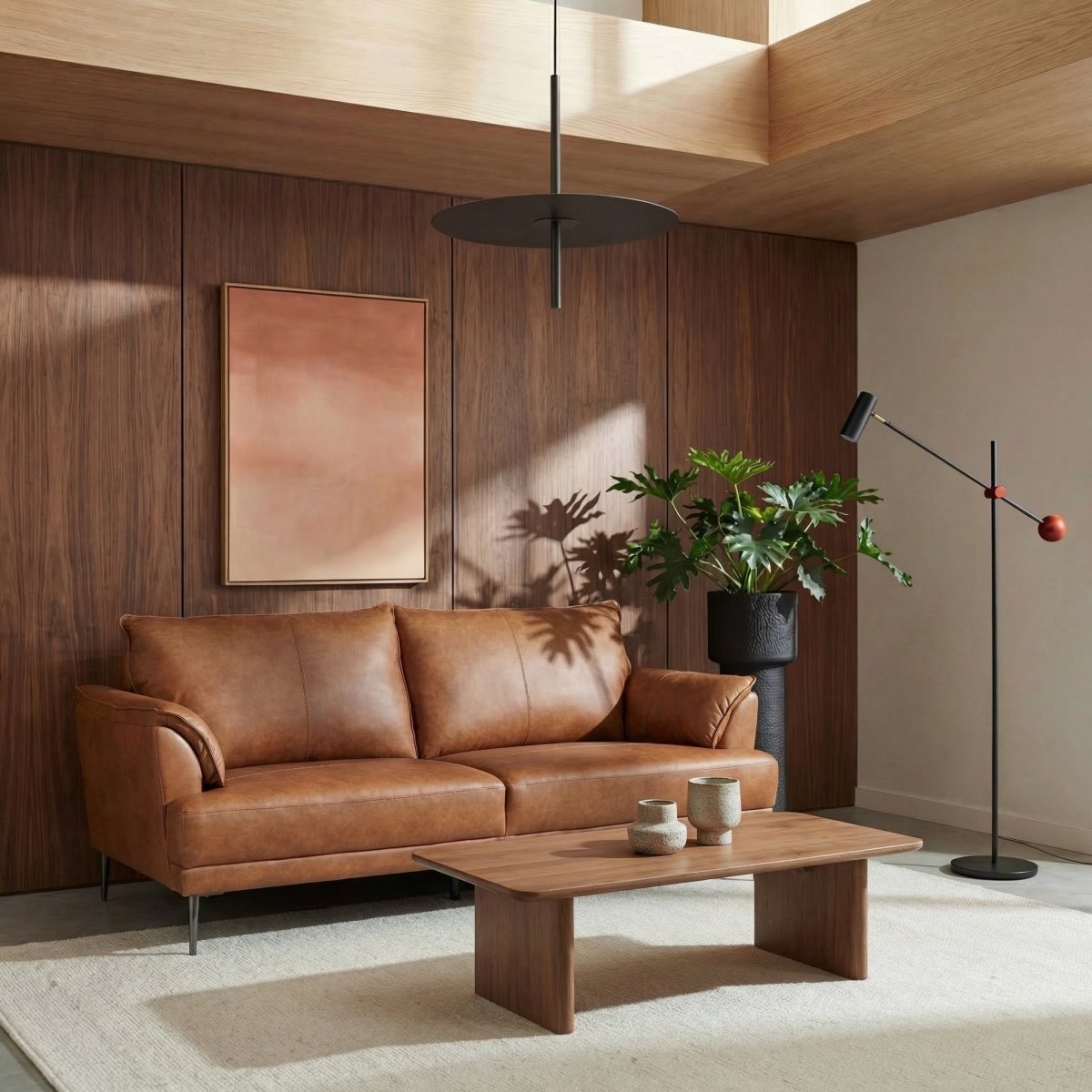 3-Sitzer Ledersofa - Echtleder Cognac Braun - FURNHOUSE