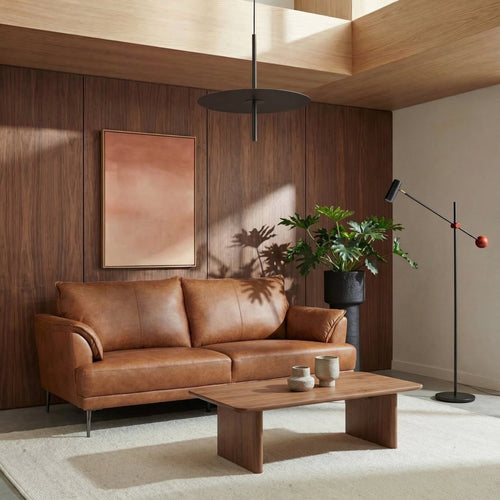 3-Sitzer Ledersofa - Echtleder Cognac Braun - FURNHOUSE