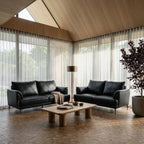 3-Sitzer Ledersofa - Echtleder Schwarz - FURNHOUSE