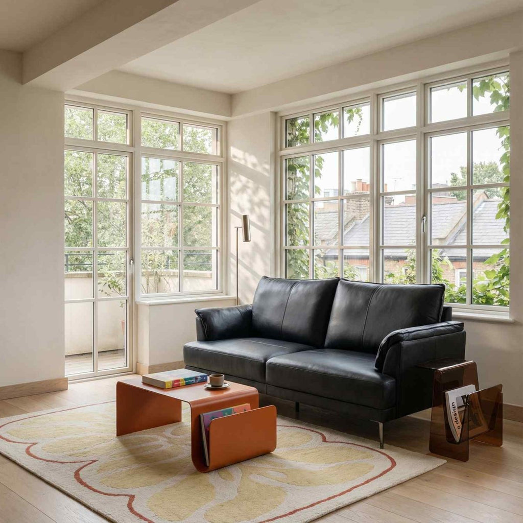 3-Sitzer Ledersofa - Echtleder Schwarz - FURNHOUSE