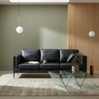 3-Sitzer Ledersofa - Echtleder Schwarz - FURNHOUSE