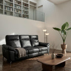 3-Sitzer Sofa - mit Elektrische Relaxfunktion, USB - Echtleder Schwarz - FURNHOUSE